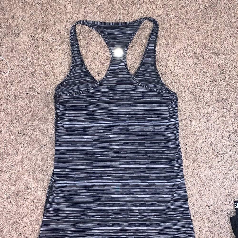Size 6 Lululemon Black and White Striped Tank Top